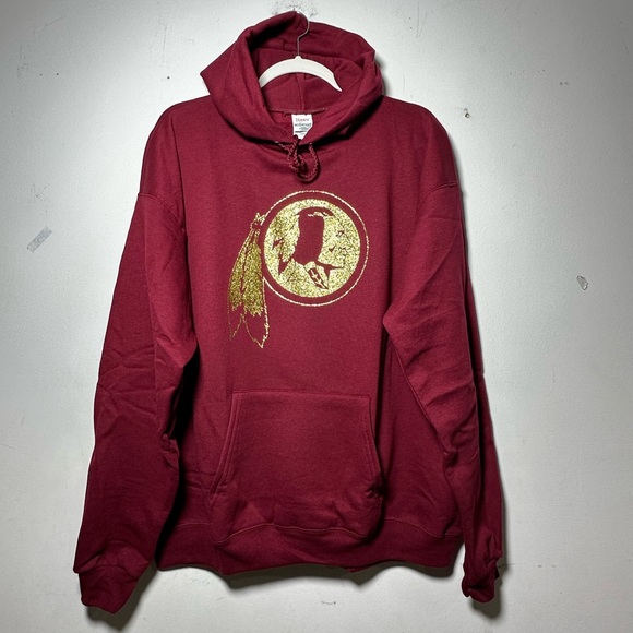 Hanes sweatshirt‎ Burgundy Gold hail RedSkins Washington Football Hoodie L NIB - Picture 7 of 14